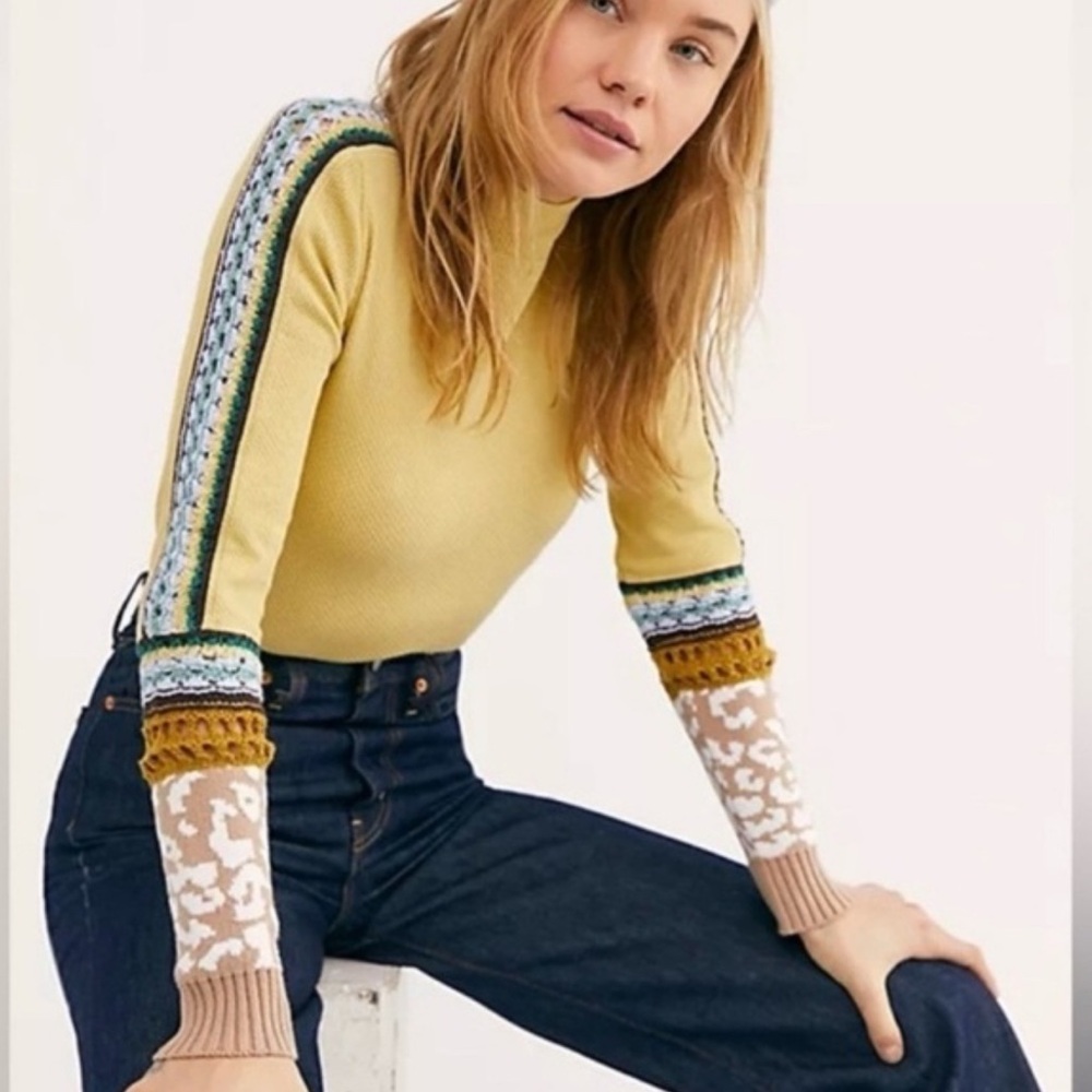 Free People‎ Switch It Up Mock Neck Sweater size S